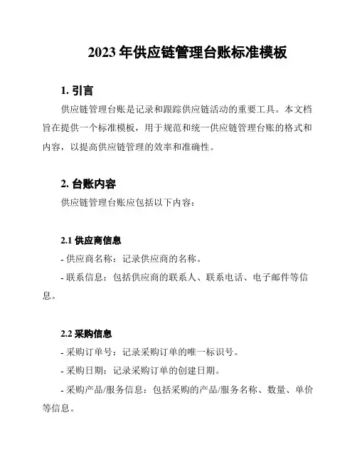 2023年供应链管理台账标准模板