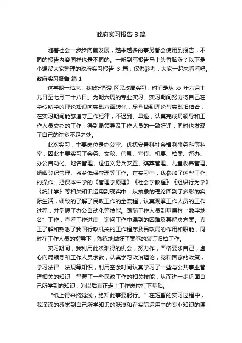 政府实习报告3篇