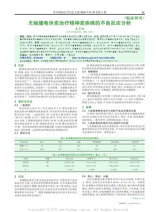 无抽搐电休克治疗精神类疾病的不良反应分析
