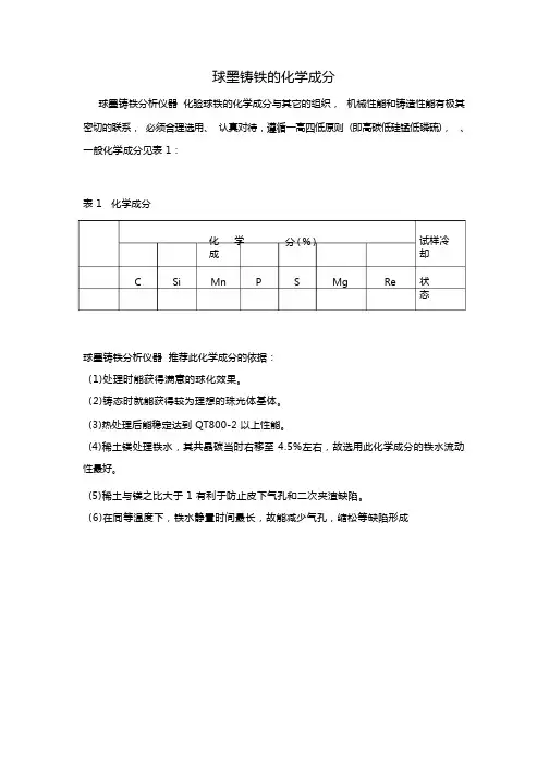 球墨铸铁的化学成分