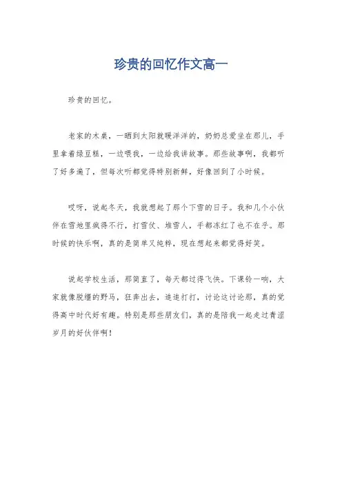 珍贵的回忆作文高一