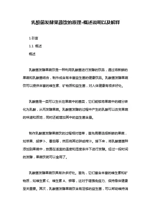 乳酸菌发酵果蔬饮的原理-概述说明以及解释