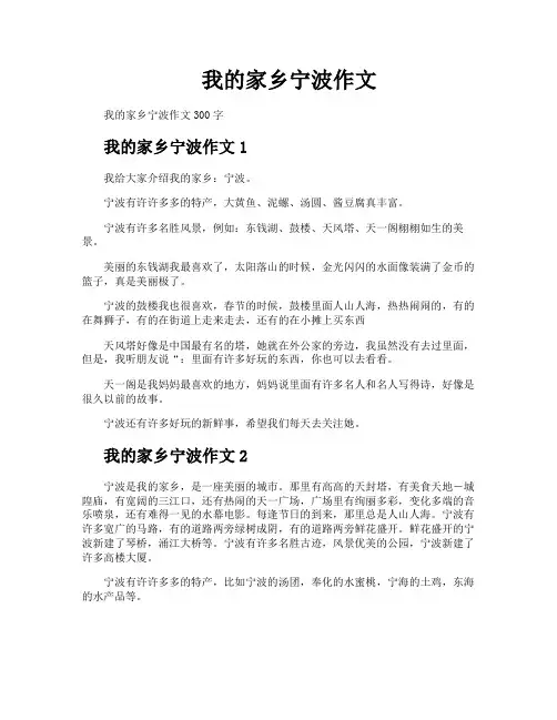 我的家乡宁波作文
