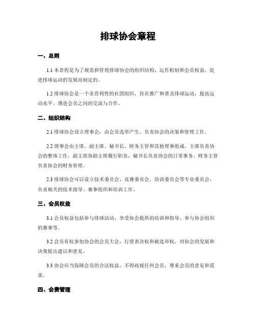 排球协会章程