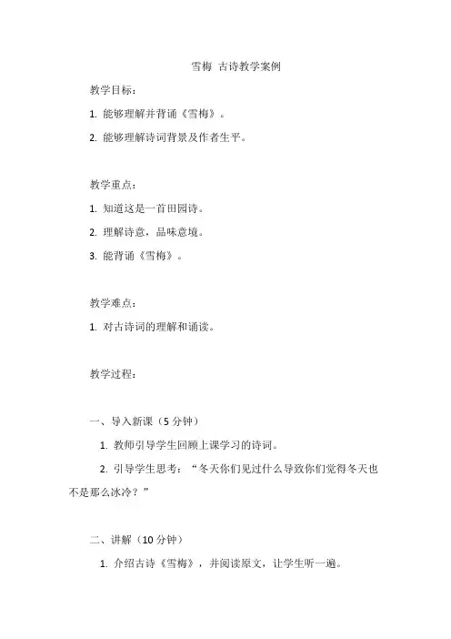 雪梅 古诗教学案例