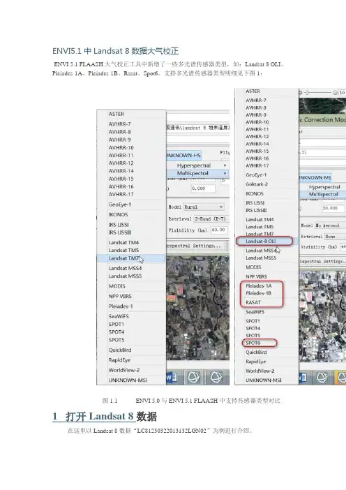 ENVI5.1中Landsat 8数据大气校正