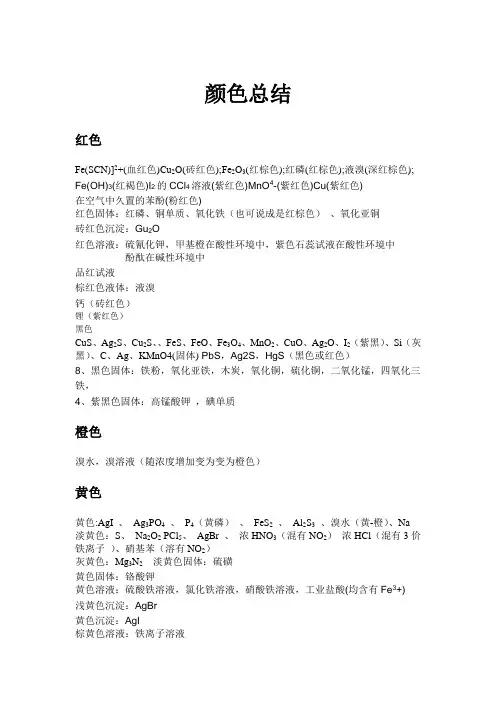 元素、化合物的颜色总结