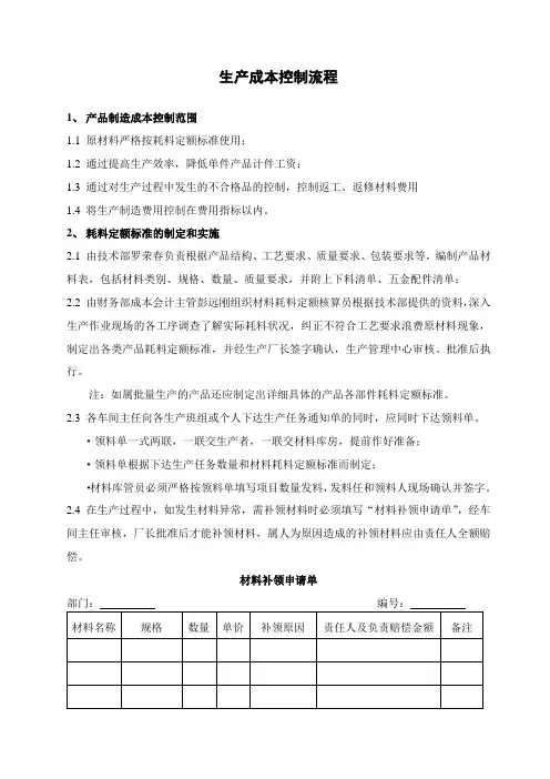 生产成本控制流程