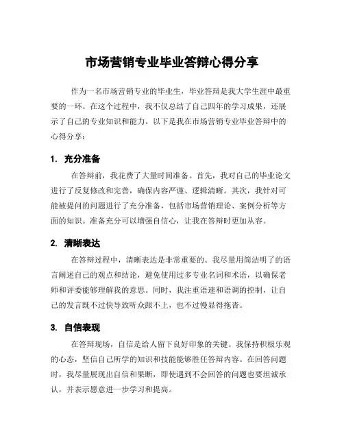 市场营销专业毕业答辩心得分享