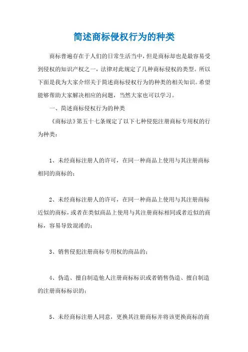 简述商标侵权行为的种类