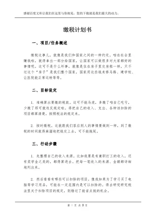 缴税计划书