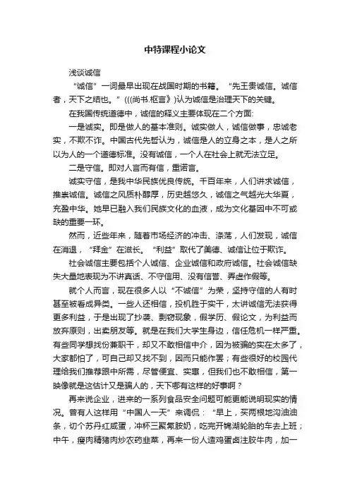 中特课程小论文