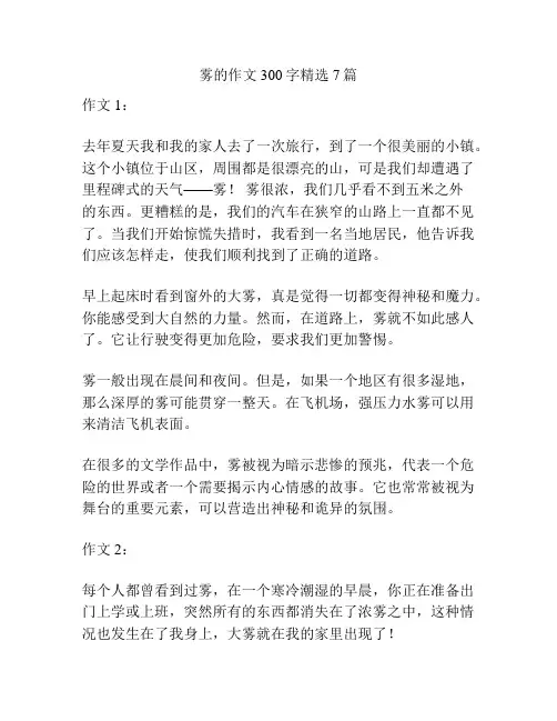 雾的作文300字精选7篇