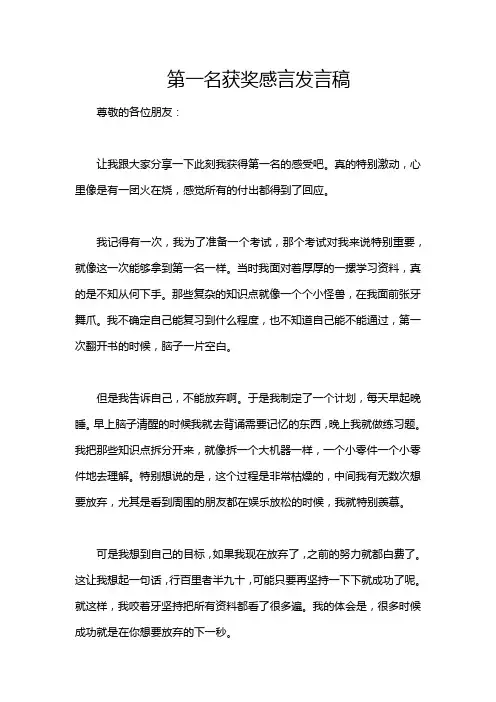第一名获奖感言发言稿