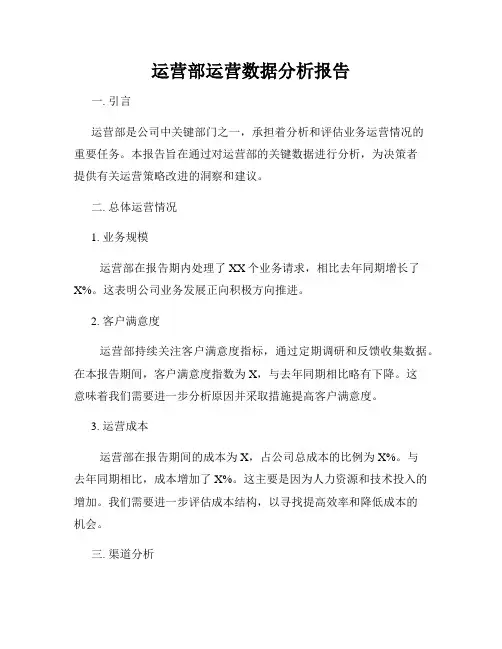 运营部运营数据分析报告