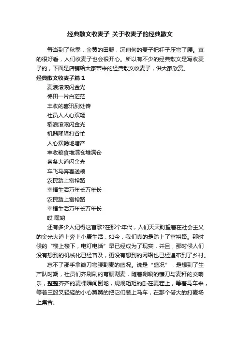 经典散文收麦子_关于收麦子的经典散文