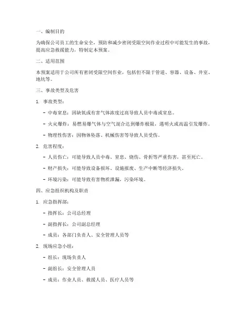 密闭受限空间应急预案