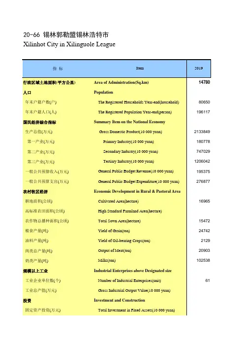内蒙古统计年鉴2020社会经济发展指标：锡林郭勒盟锡林浩特市