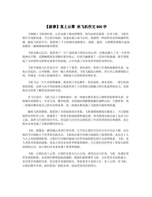 【叙事】直上云霄 坐飞机作文900字