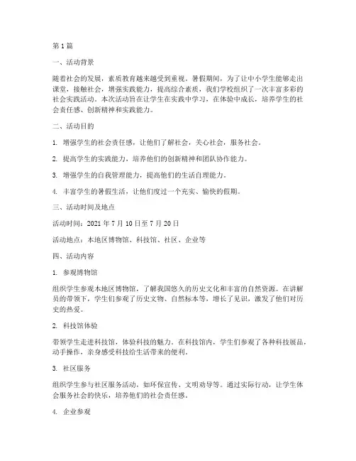 暑假中小学社会实践活动(3篇)