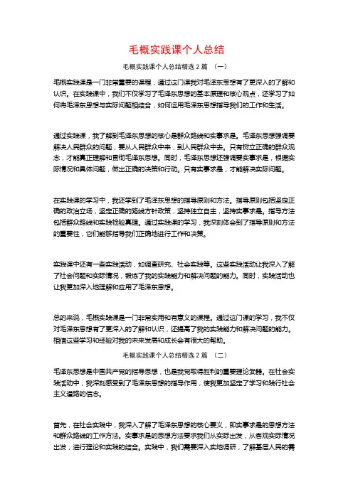 毛概实践课个人总结2篇