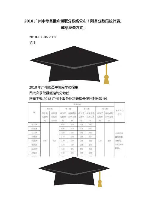 2018广州中考各批次录取分数线公布！附各分数段统计表、成绩复查方式！