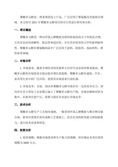 2024年聚醚多元醇项目可行性研究报告