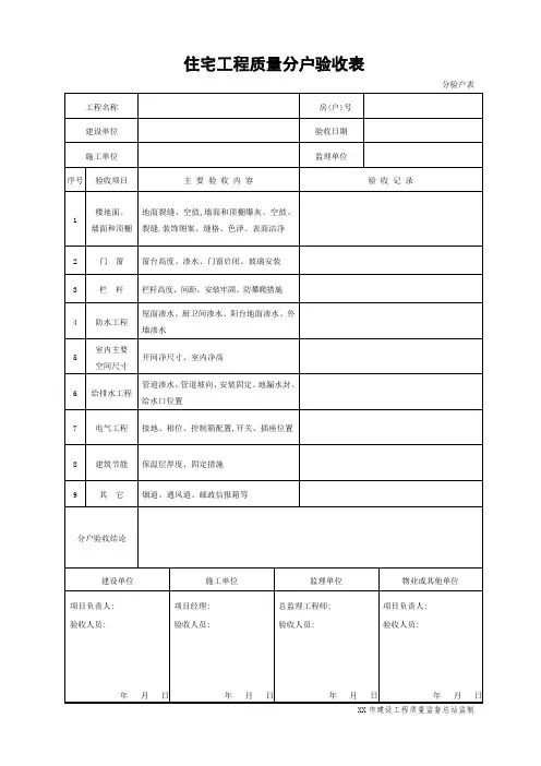 全套分户验收资料表格