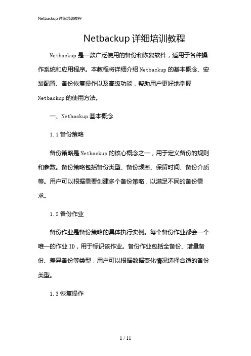 2024年Netbackup详细培训教程