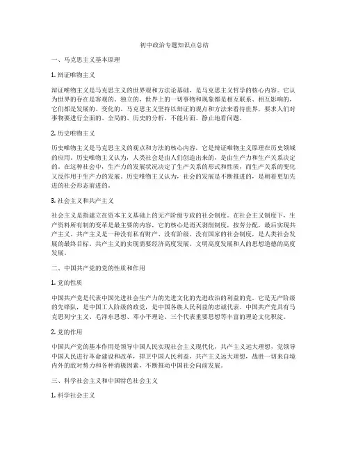 初中政治专题知识点总结