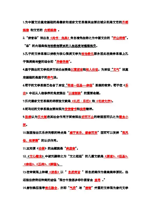 中国文学批评史重点