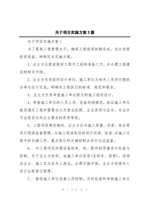 关于项目实施方案3篇