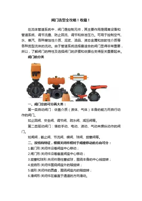 阀门选型全攻略！收藏！