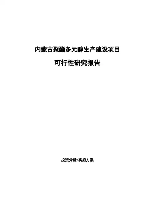 内蒙古聚酯多元醇生产建设项目可行性研究报告