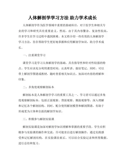 人体解剖学学习方法 助力学术成长