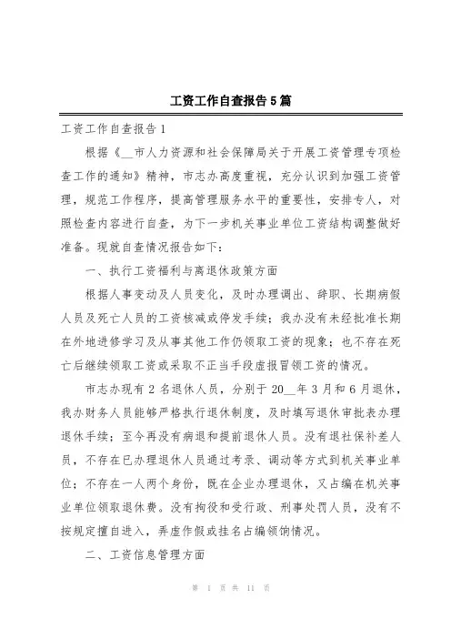 工资工作自查报告5篇