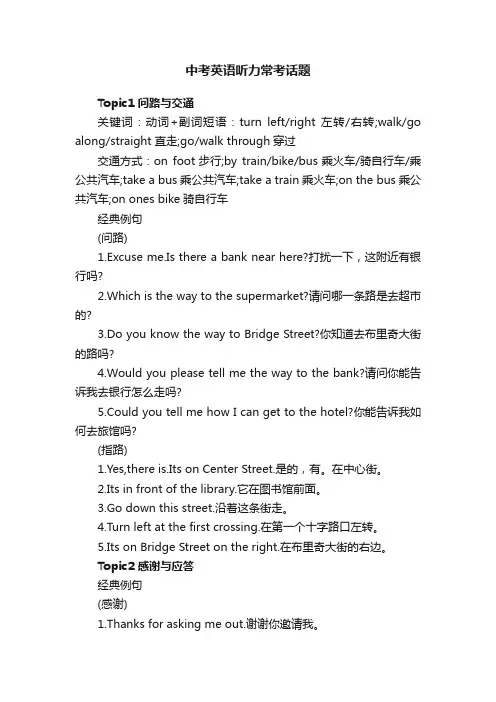 中考英语听力常考话题