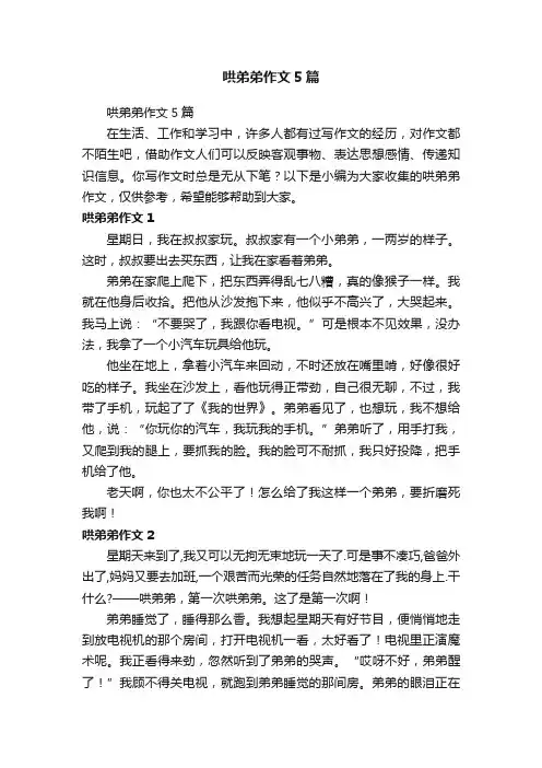 哄弟弟作文5篇