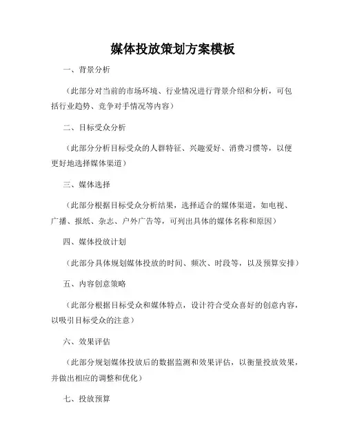 媒体投放策划方案模板