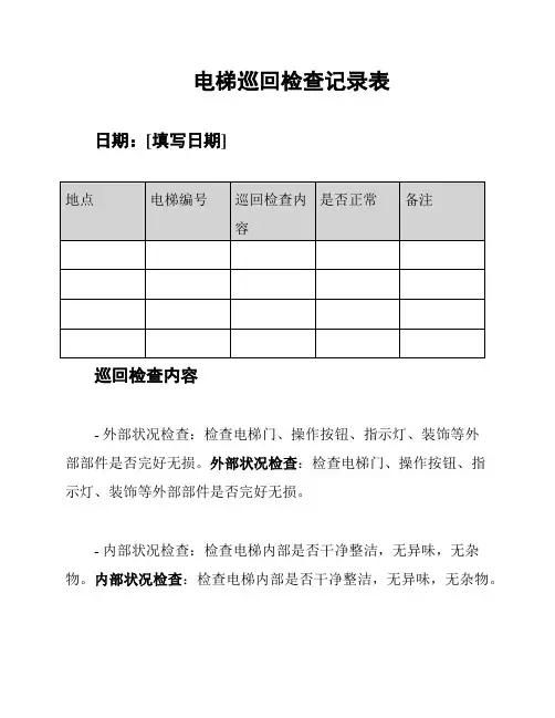 电梯巡回检查记录表
