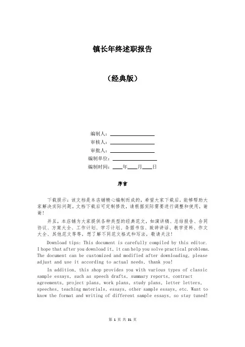 镇长年终述职报告
