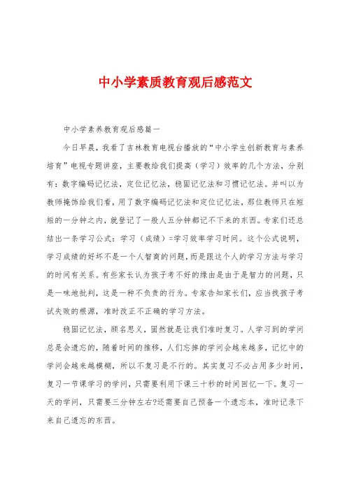 中小学素质教育观后感范文