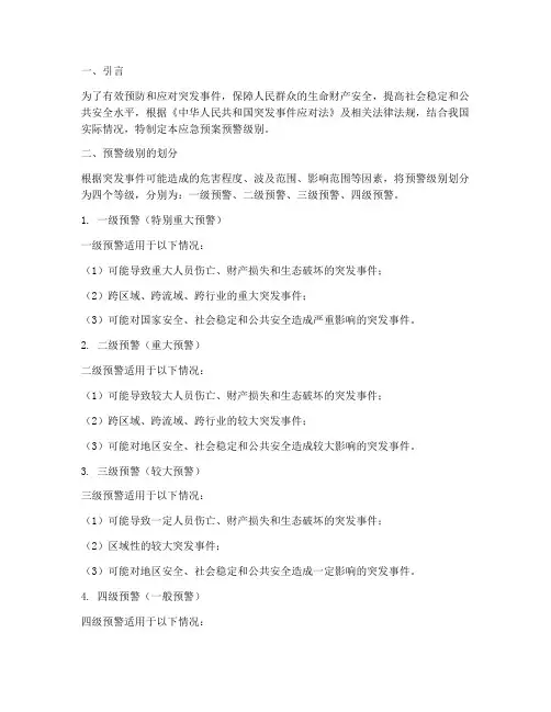 应急预案预警级别