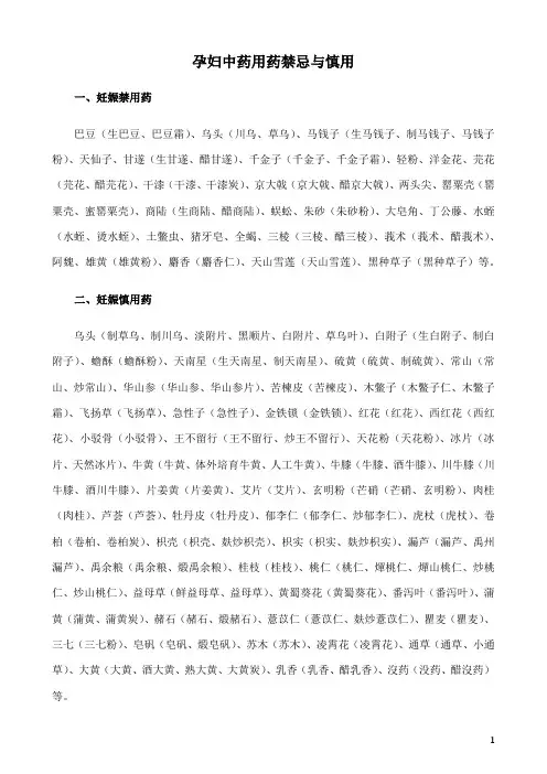 孕妇中药用药禁忌与慎用