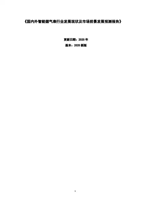 国内外智能燃气表行业发展现状及市场前景发展预测报告2020