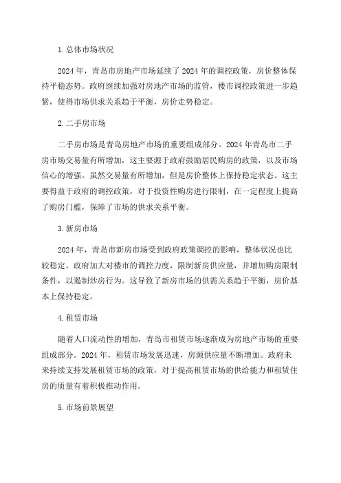 2024年青岛市房地产市场分析报告