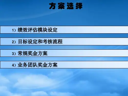 精选绩效评估模块设定及奖金分配方案