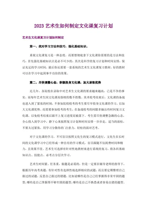 2023高考_艺术生如何制定文化课复习计划