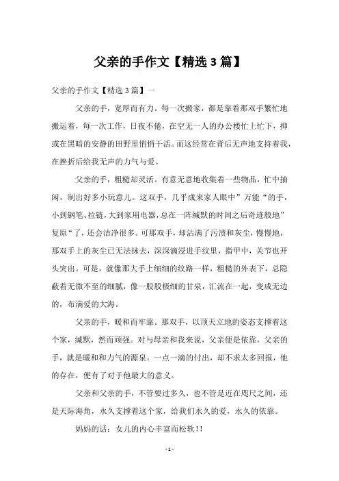 父亲的手作文【3篇】