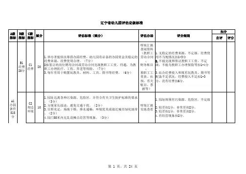 辽宁省幼儿园评估定级标准 